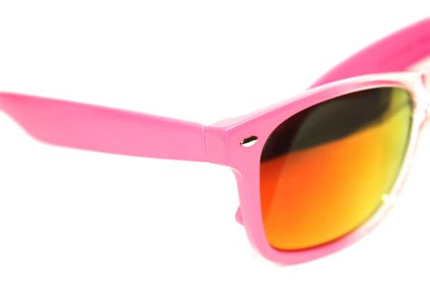 Wayfarer Style Sunglasses Pink Clear W Mirror Coated Lenses 54mm