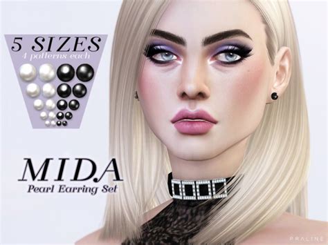 The Sims Resource Mida Pearl Earring Set By Pralinesims • Sims 4 Downloads