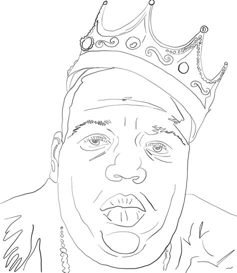 Notorious Big Portrait Line Drawing Biggy Smalls Art Print By Pure