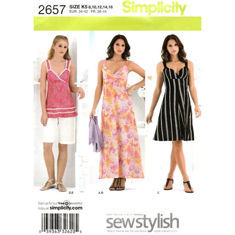 Empire Dress Tunic Shorts Bolero Pattern Simplicity 2657 Shoulder Strap Dress Top Sundress