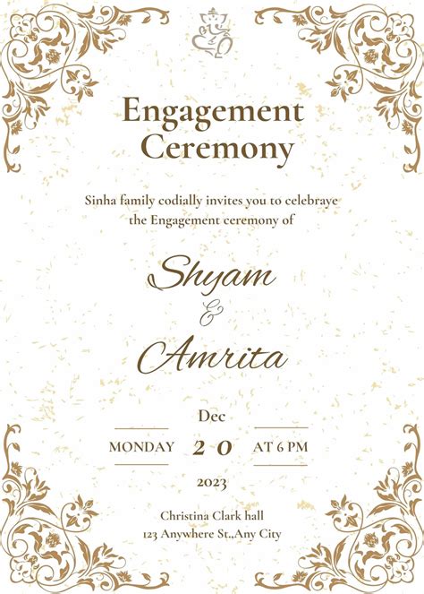 Ring Ceremony Invitation Card Engagement Invitation Templates