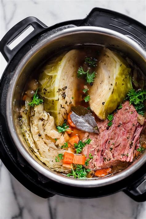 Add quartered red potatoes, carrots, and cabbage wedges in instant pot. Instant Pot Corned Beef and Cabbage