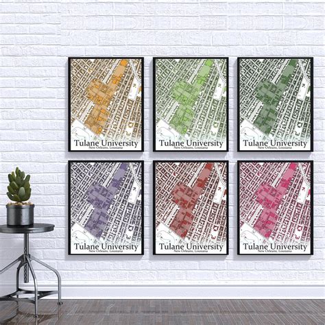 Colored Campus Map Of Tulane University And All Its Roads Etsy Ireland