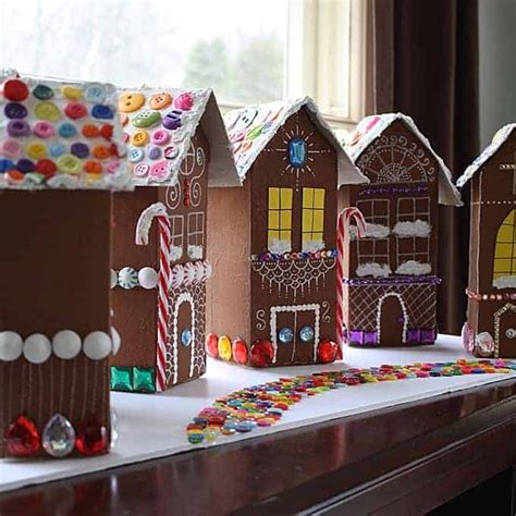 Recycled Village Of Gingerbread Houses Crafts By Amanda Cardboard