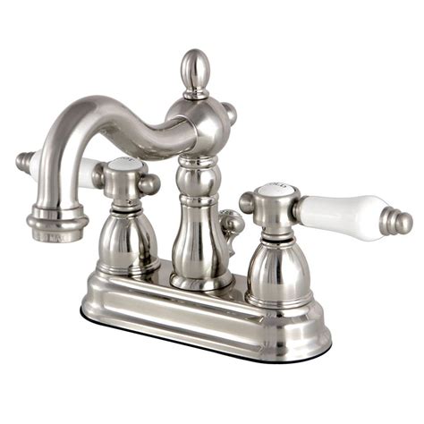 Bathroom faucets set the tone for your bathroom decor. Kingston Brass Restoration Procelain 4 in. Centerset 2 ...