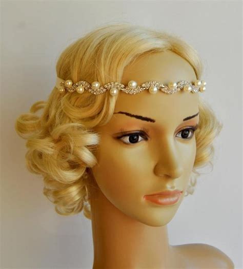 rhinestone pearls bridal headband headpiece prom headband wedding flapper gatsby 1920s