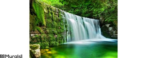 Lake Emerald Waterfalls Forest Landscape Wall Mural