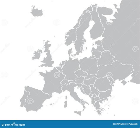 Grey Map Of Europe With Countries Free Vector Maps Images