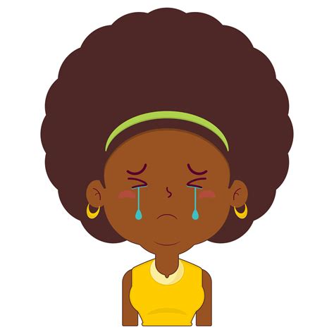 Free Afro Woman Crying And Scared Face Cartoon Cute 18127972 Png With