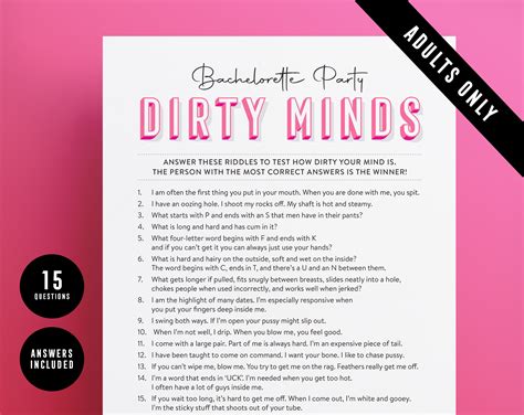 Dirty Minds Bachelorette Juego Dirty Riddles Party Game Etsy