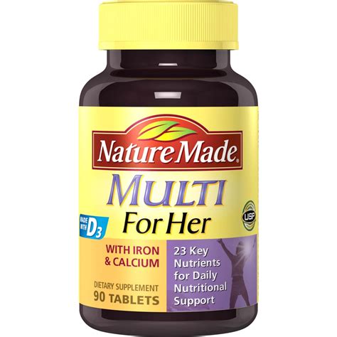Nature Made Multi For Her With Iron And Calcium Tablets 90 Ct Vitamins