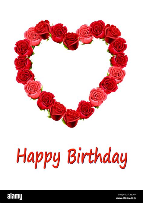 Buon Compleanno Card Con Un Cuore Di Rose Foto Stock Alamy