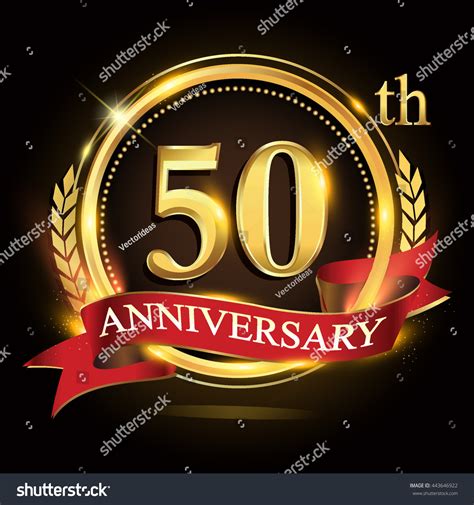 50th Golden Anniversary Logo Shiny Ring Stock Vector Royalty Free
