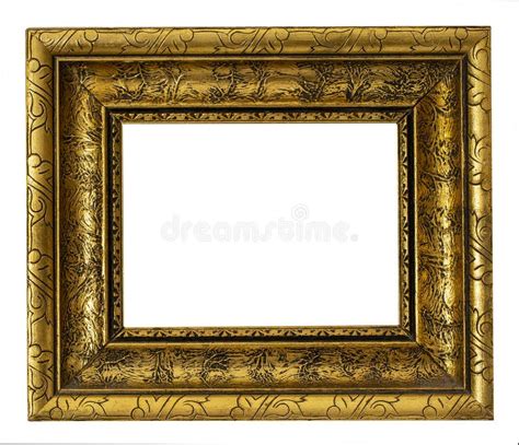 Antique Gold Frame On The White Background With Clipping Path Stock