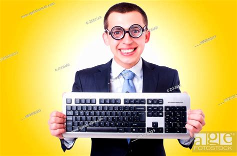 Computer Geek Nerd In Funny Concept Stock Photo Picture And Royalty