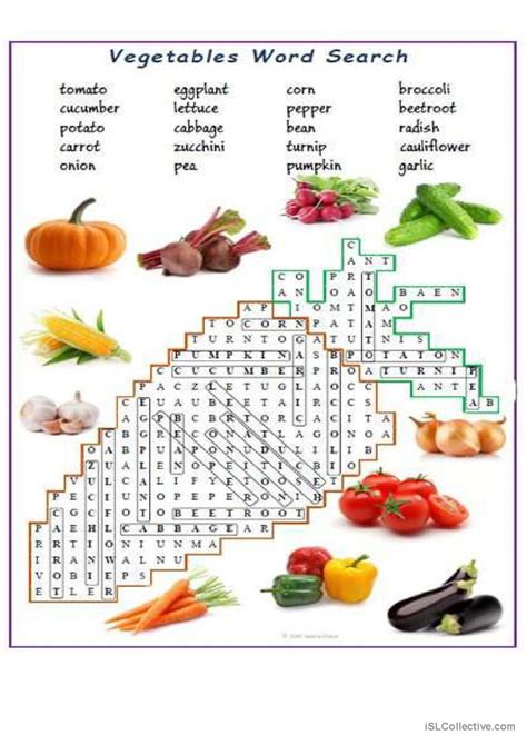 Vegetables Word Search Puzzle Vege English Esl Worksheets Pdf Doc