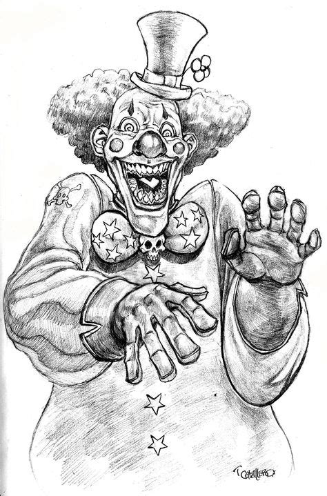 Evil Clown By Pancho Villa Traditional Art Drawings Macabre Horror