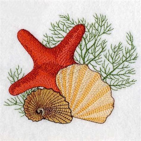 Seashell Summer Holiday Machine Embroidery Design Instant Download 4x4