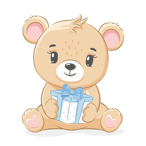 A Cute Teddy Bear Is Sitting And Holding A T Vector Illustration Of