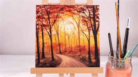 Easy Autumn Forest Landscape Painting Acrylic Painting Ideas For