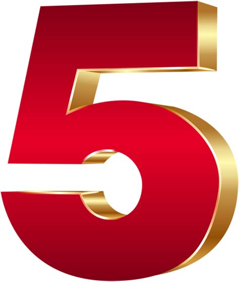 3d Number Five Red Gold Png Clip Art Image Clip Art Art Images