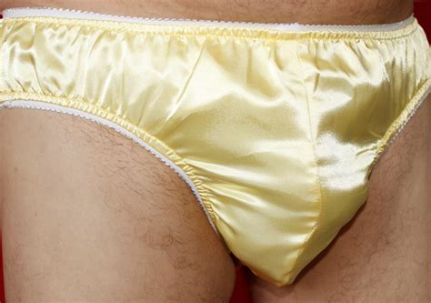 Yellow Adult Sissy Low Rise Bikiny Satin Panties Custom Made