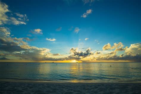 Sunset On A Caribbean Beach Stock Photo Image Of Colorful Ocean