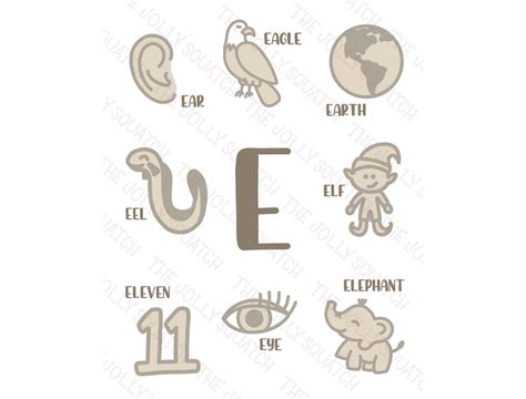 Instant Download Nursery Alphabet Letters And Pictures The Letter E Etsy