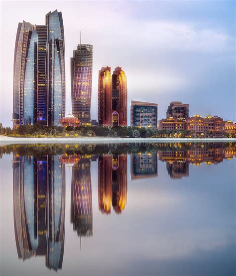 View Of Abu Dhabi Skyline At Sunrise Uae Editorial Stock Photo Image