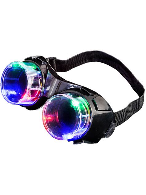 Light Up Mad Scientist Black Aviator Goggles