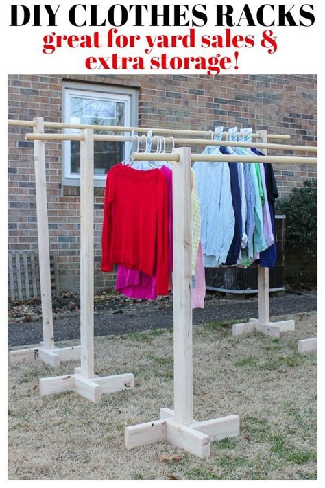 Even if you have to fake a clothing rack with a sawhorse, do it. DIY Clothes Rack for Garage Sales | Diy clothes rack, Yard sale clothes rack, Clothing rack