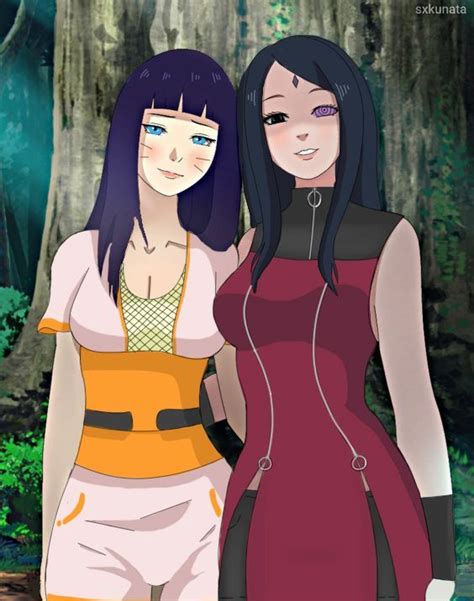 Himawari Uzumaki And Sarada Uchiha Em Meninas Naruto Boruto Personagens Sarada Uchiha