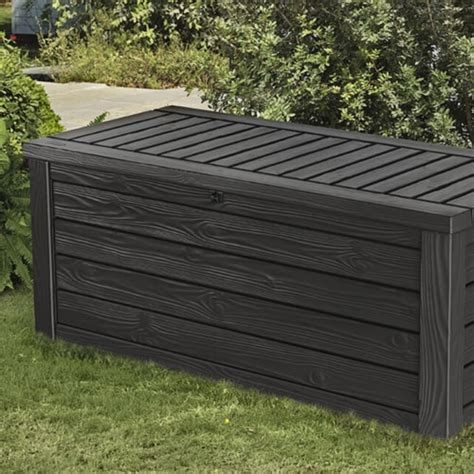Keter Westwood Outdoor 150 Gal Deck Storage Box For Yard Tools Grey 2
