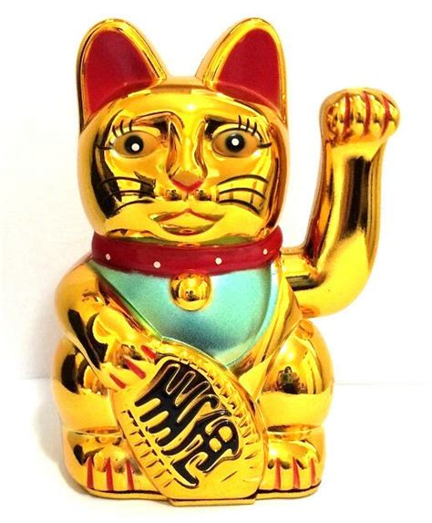 Large Gold Lucky Beckoning Cat Wealth Waving Maneki Neko