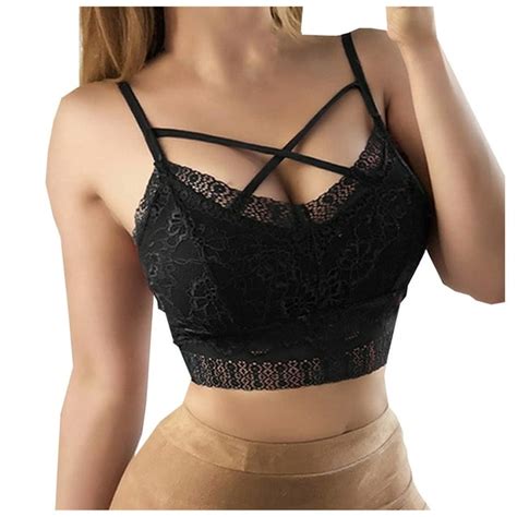 Odeerbi Lace Bras For Women 2024 Tank Tube Top Wrap Chest Sexy Bottoming Vest Hollow Bra Black
