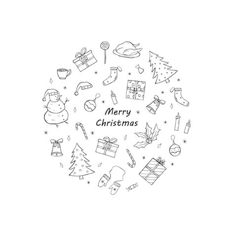 Premium Vector Christmas And New Year Set Of Doodle Icons Vector Illustration Of Cartoon Hand