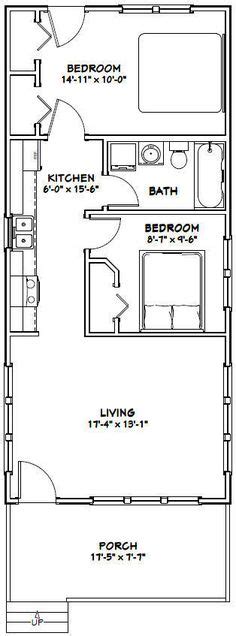 16x28 Tiny House 16x28h1f 447 Sq Ft Excellent Floor Plans