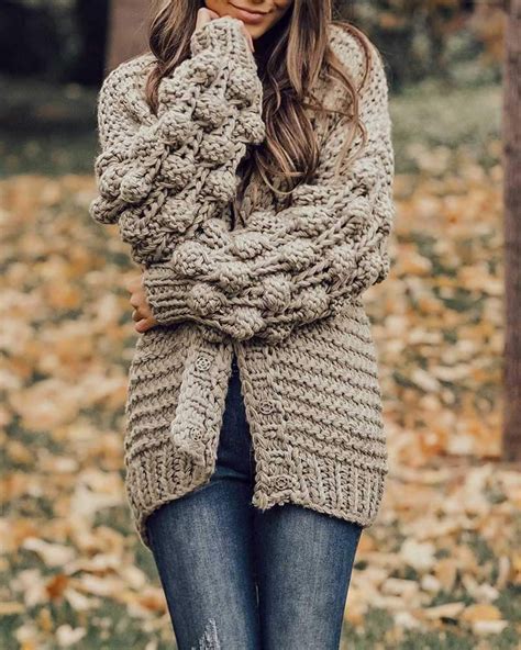 Oversized Chunky Thick Cable Knit Cardigan Sweater In 2020