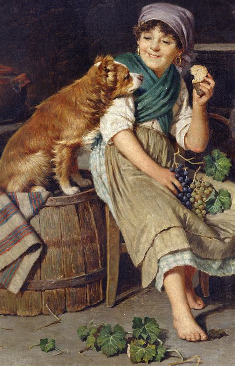 Girl With Dog Painting By Federico Mazzotta