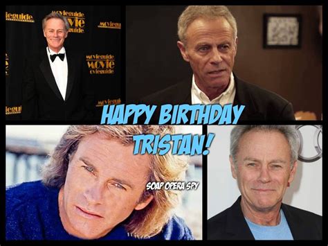 Four Different Pictures Of Men In Tuxedos With Happy Birthday Tristaan Written On Them