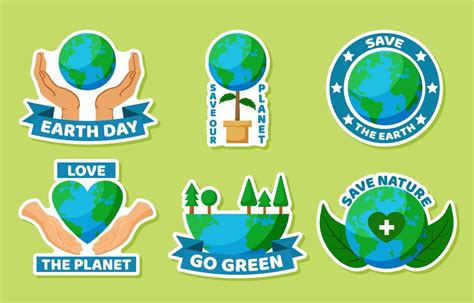 Collection Of Happy Earth Day Sticker Pack Vector Art At Vecteezy