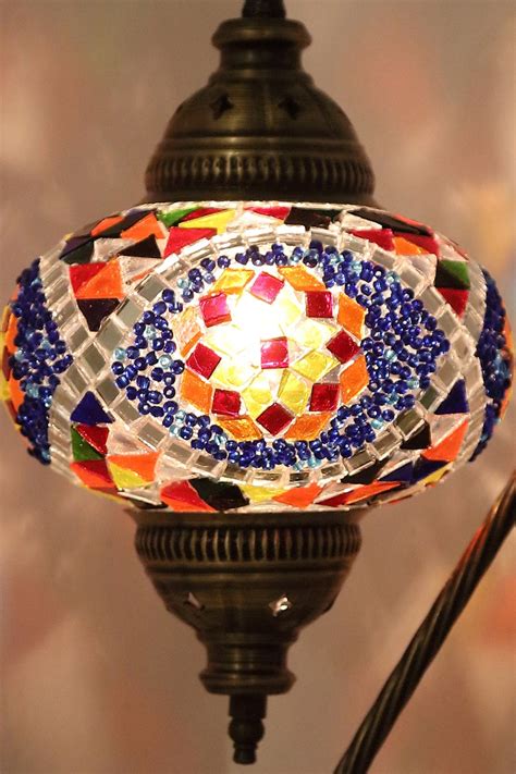 Mosaic Swan Neck Table Lamps Handmade Unique Turkish Moroccan Etsy
