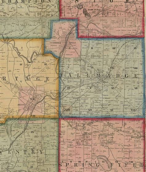 Summit County Ohio 1856 Old Wall Map Reprint With Homeowner Etsy