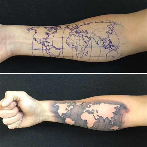 colorful arm map map tattoos world map tattoos tattoo