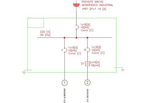 Plano Unilineal De Un Tablero Eléctrico Monofásico De 16 A 3365 Kb