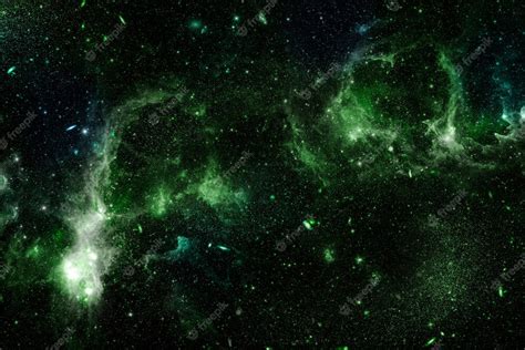 Premium Photo Green Nebula On A Black Galaxy Background