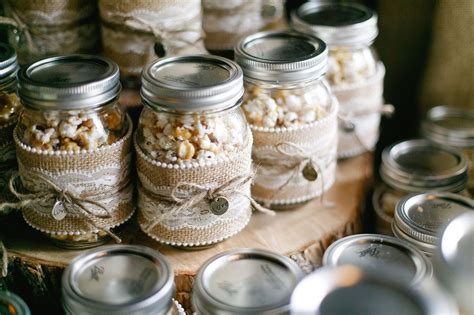 Ideas for the reception, table decorations, invitations 25 example mason jar centerpiece ideas for weddings that demonstrate six techniques: DIY Popcorn Mason Jar Wedding Favors