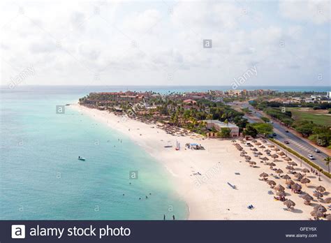 Aerial At Manchebo Beach On Aruba Island In The Caribbean Stock Photo