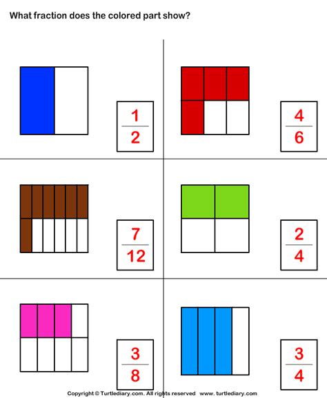 Select Fraction Representing Shaded Part Worksheet Turtle Diary