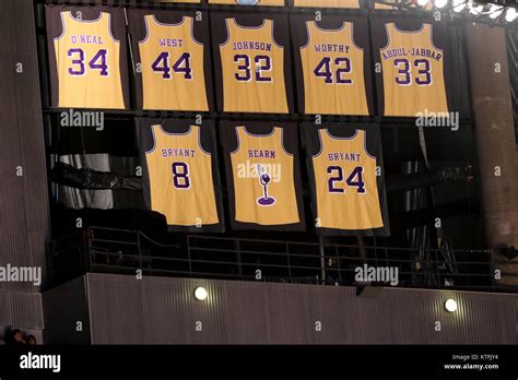 Los Angeles Ca Usa 23rd Dec 2017 Lakers Retired Jerseys At Stock